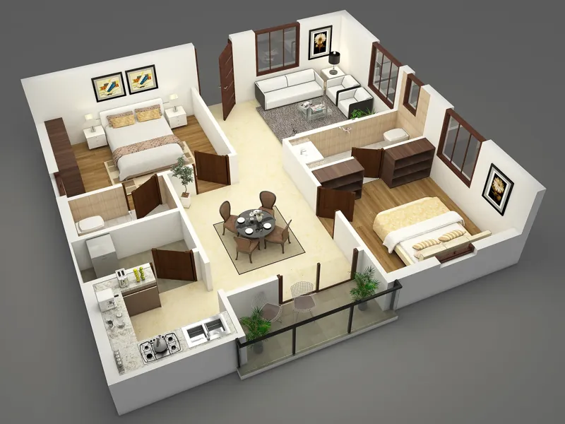 2 BHK floor plan layout for Purva Codename Futura luxury apartments in Panathur East Bangalore